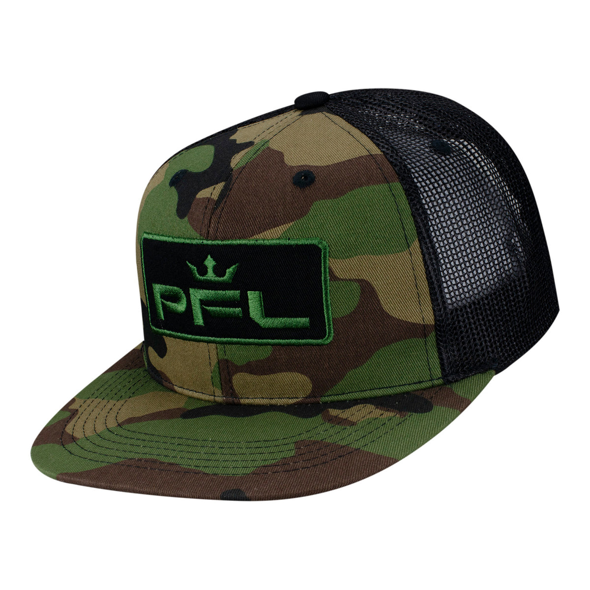 PFL Camo Flatbill Snapback Hat Front