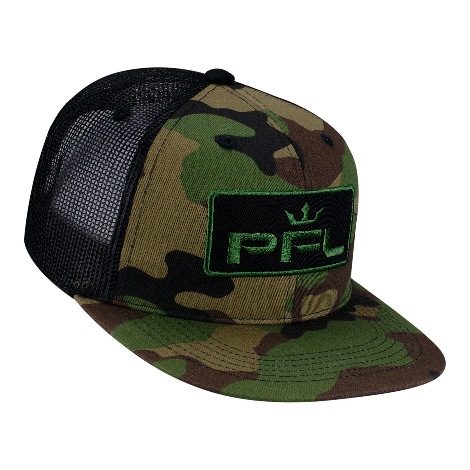 PFL Camo Flatbill Snapback Hat Front