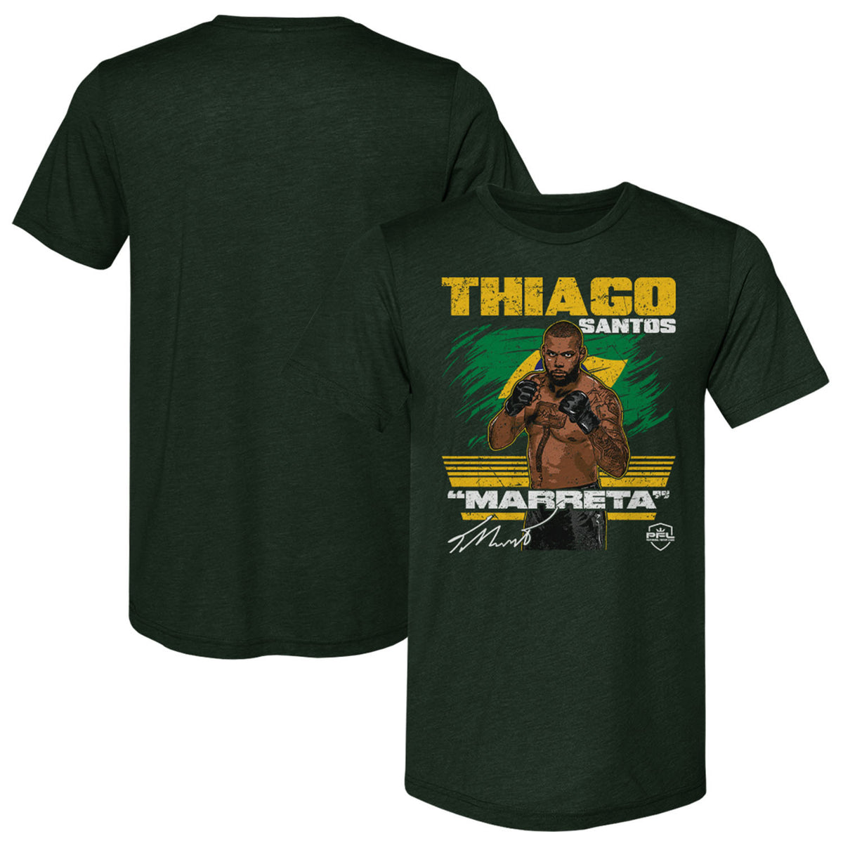PFL Green Thiago Santos T-Shirt in Dark Green - Both Views