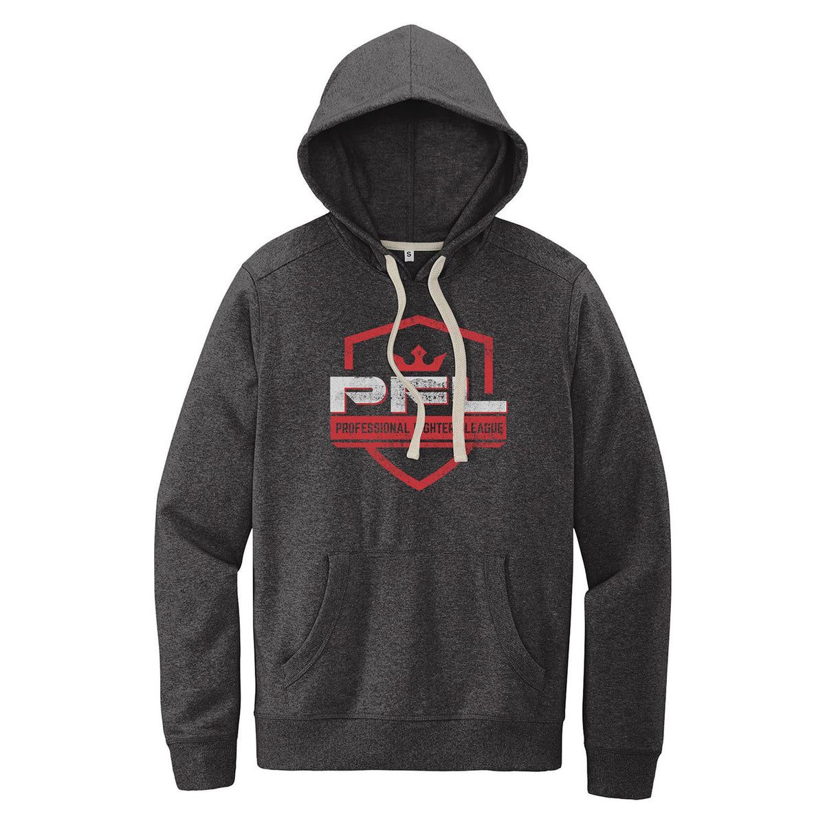 PFL Distressed Logo Hoodie in Charcoal Heather - Front View