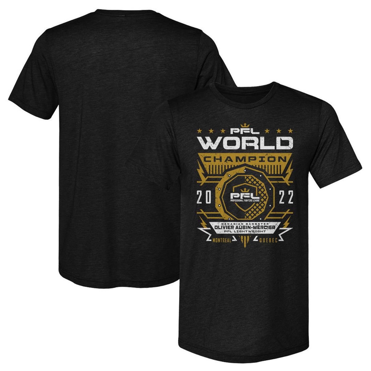 Olivier Aubin-Mercier Champion T-Shirt in Black - Front and Back View
