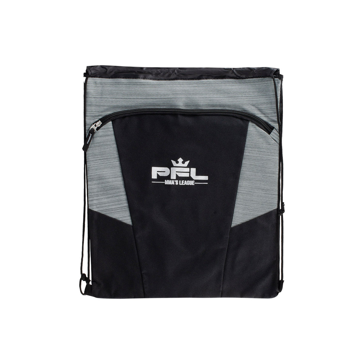 PFL Cinch Bag in Black and Grey - Front View